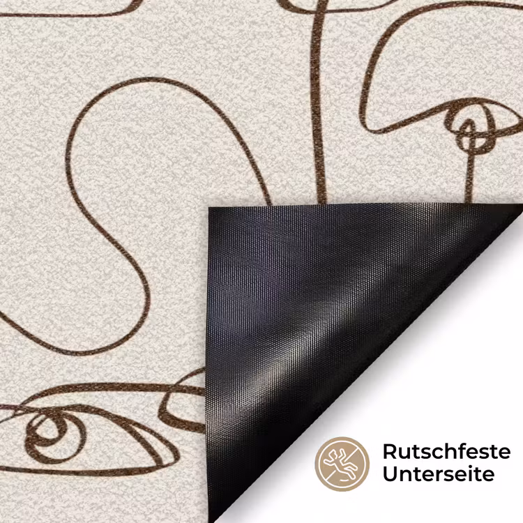 Beige - Gezicht - Lijnen - Bruin Deurmat klein 898 -antislip_DE