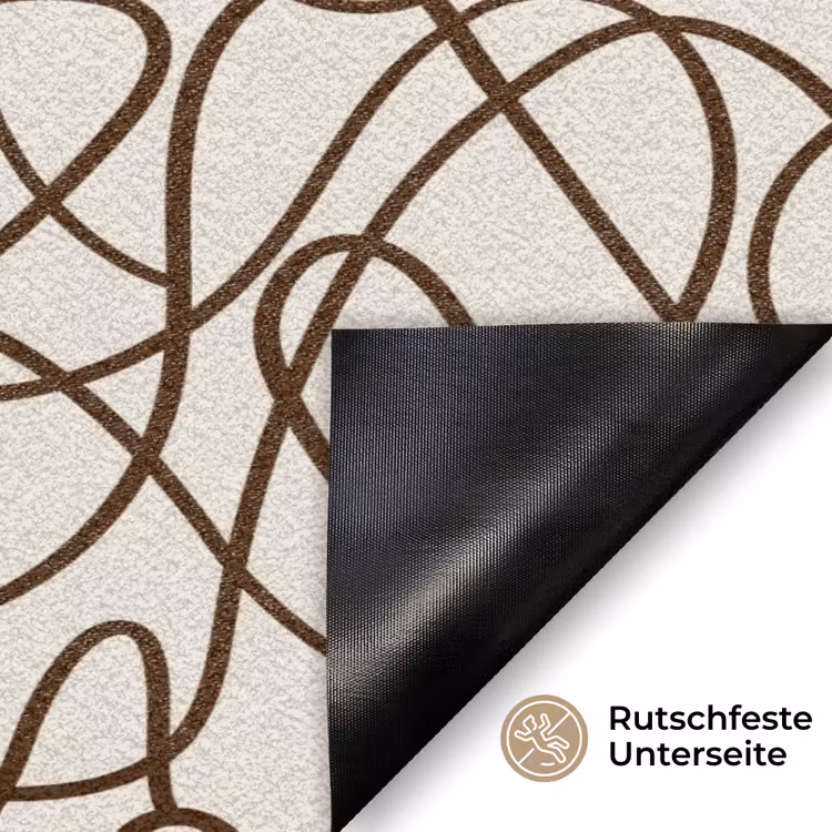 Beige - Lijnen - Donkerbruin Deurmat klein 898 -antislip_DE