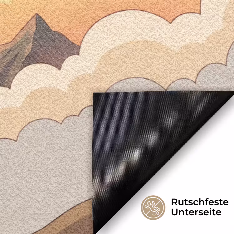 Bergen - Wolken - Natuur - Zonsopgang - Oranje Deurmat klein -antislip_DE