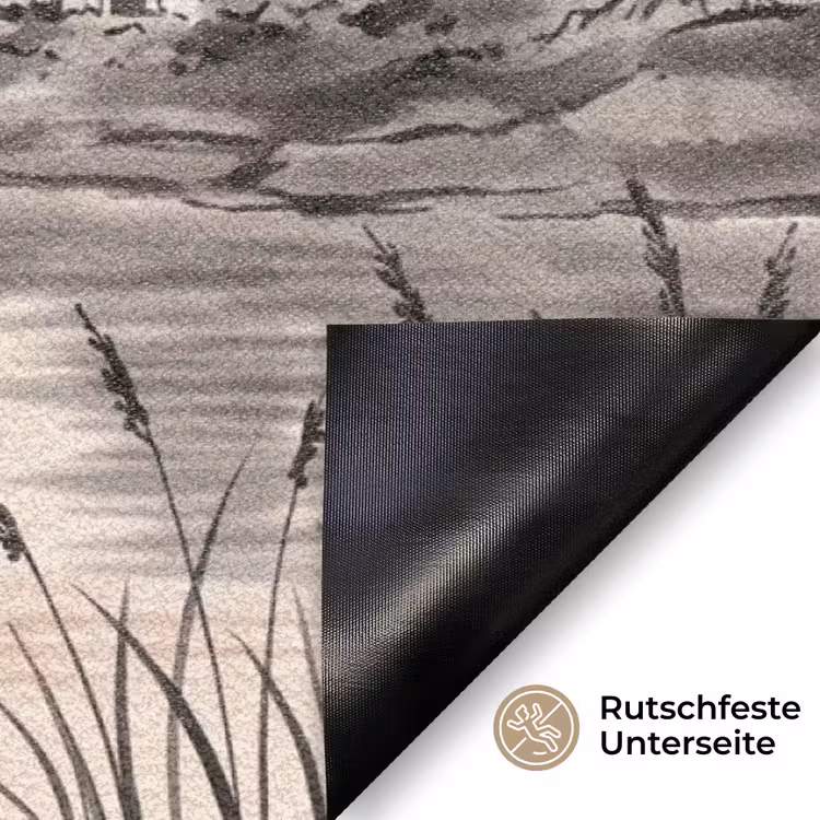 Bergtop - Meer - Bloesem Deurmat klein -antislip_DE