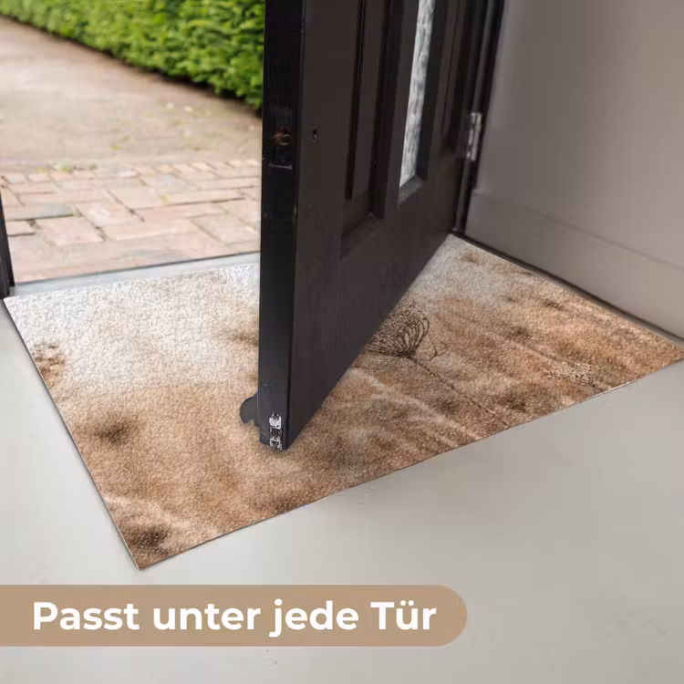 Schermbloem - Droogbloem - Winter - Beige - Minimalistisch Deurmat klein -USP_DE