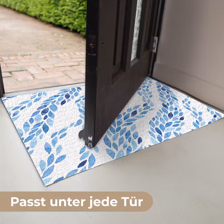 Bladeren - Aquarel - Patroon - Modern - Blauw Deurmat klein -USP_DE