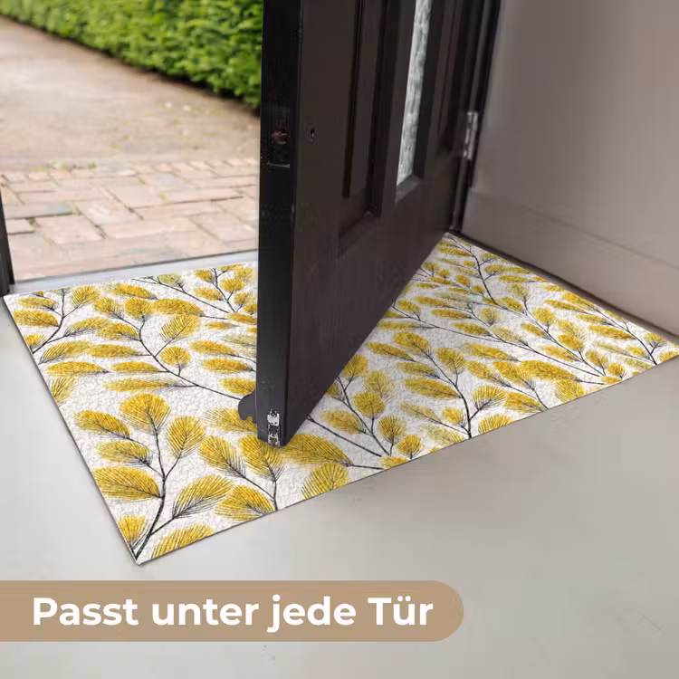 Bladeren - Botanisch - Elegant - Geel - Zwart Deurmat klein 898 -USP_DE