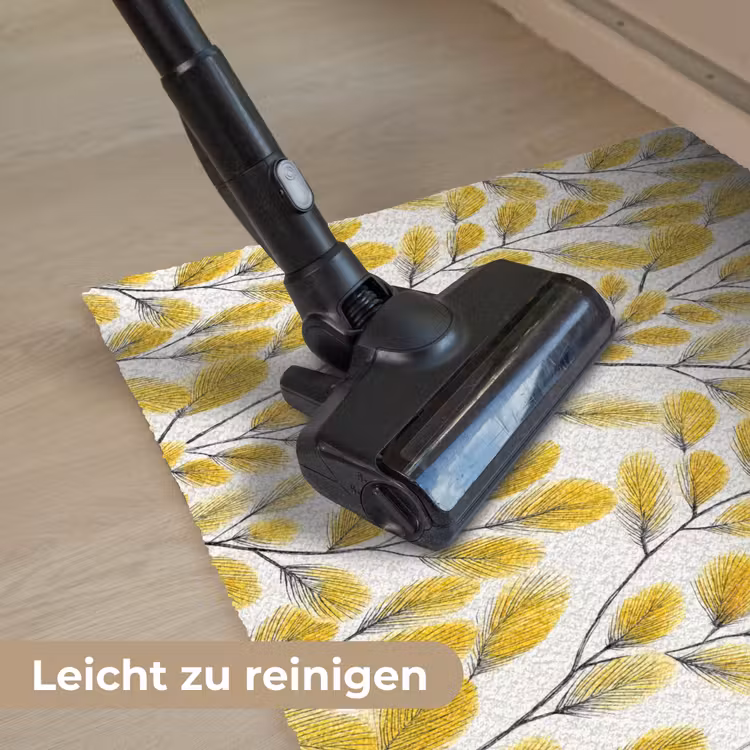 Bladeren - Botanisch - Elegant - Geel - Zwart Deurmat klein 898 -reinigen_DE
