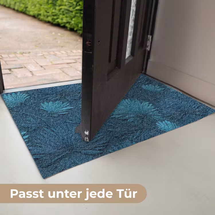 Bladeren - Reliëf - Patroon - Oceaanblauw - Modern Deurmat klein 898 -USP_DE
