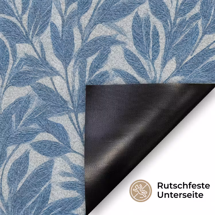 Bladeren - Klassiek - Patroon - Donkerblauw - Vintage Deurmat klein 898 -antislip_DE