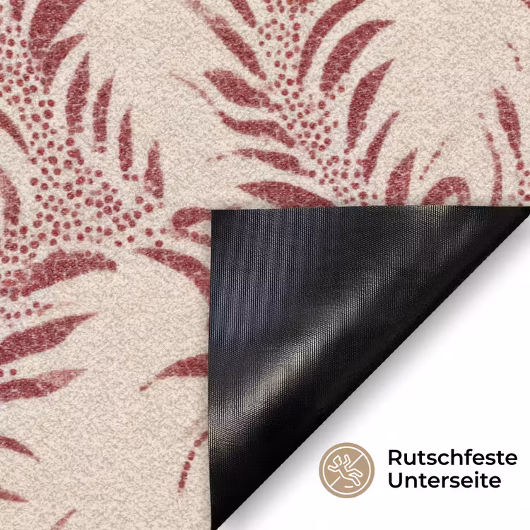 Bladeren - Linnen - Rood Deurmat klein 898 -antislip_DE