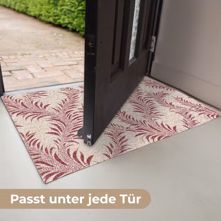 Bladeren - Linnen - Rood Deurmat klein 898 -USP_DE