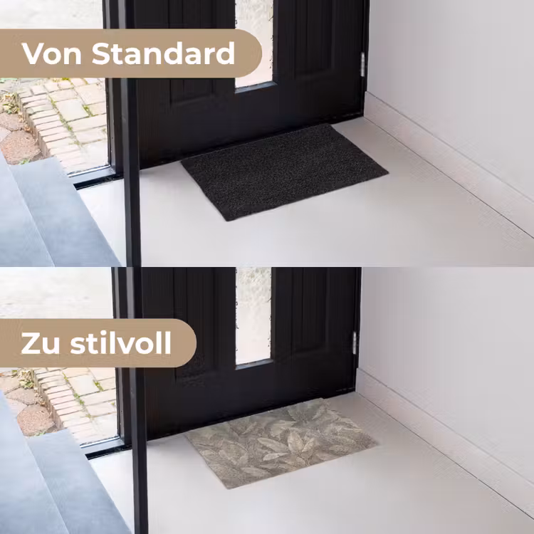 Bladeren - Tropisch - Natuur - Modern - Beige Deurmat klein -voor-na_DE