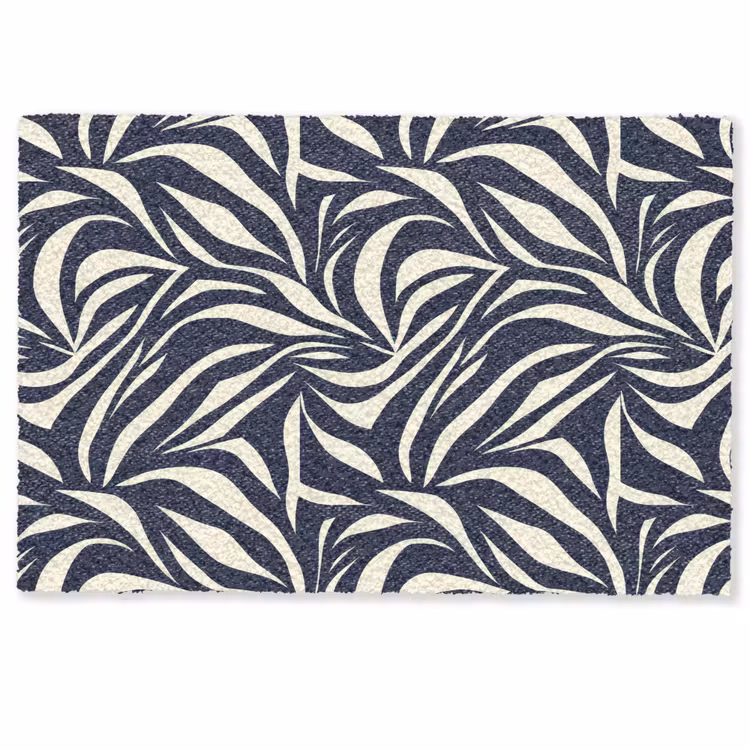Bladvormen - Blauw - Patroon - Wit Deurmat klein 898 -zkaufland3d