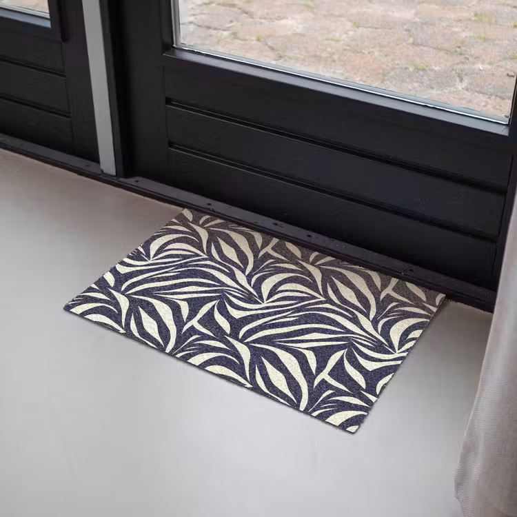 Bladvormen - Blauw - Patroon - Wit Deurmat klein 898 -sfeer2