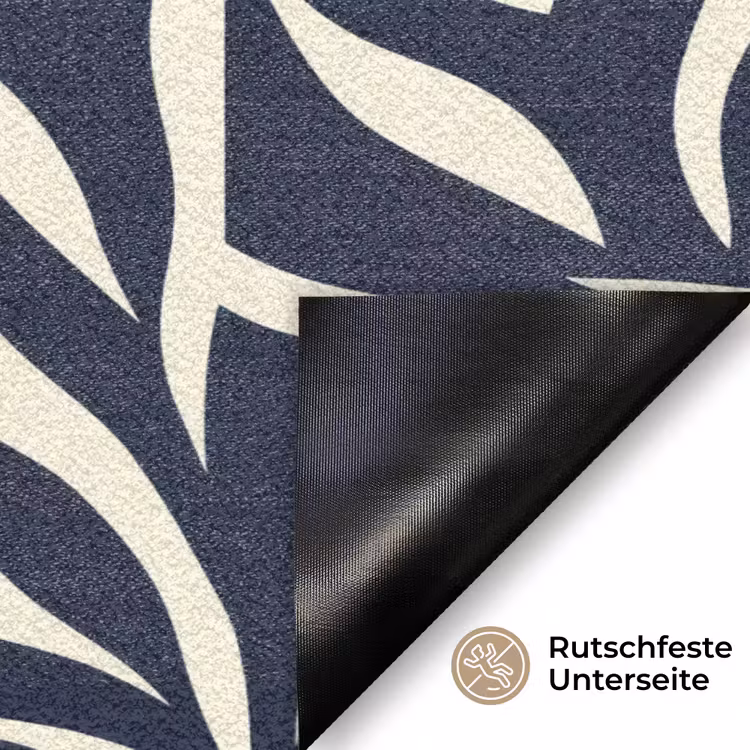 Bladvormen - Blauw - Patroon - Wit Deurmat klein 898 -antislip_DE