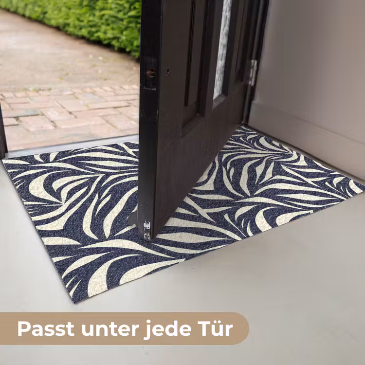Bladvormen - Blauw - Patroon - Wit Deurmat klein 898 -USP_DE