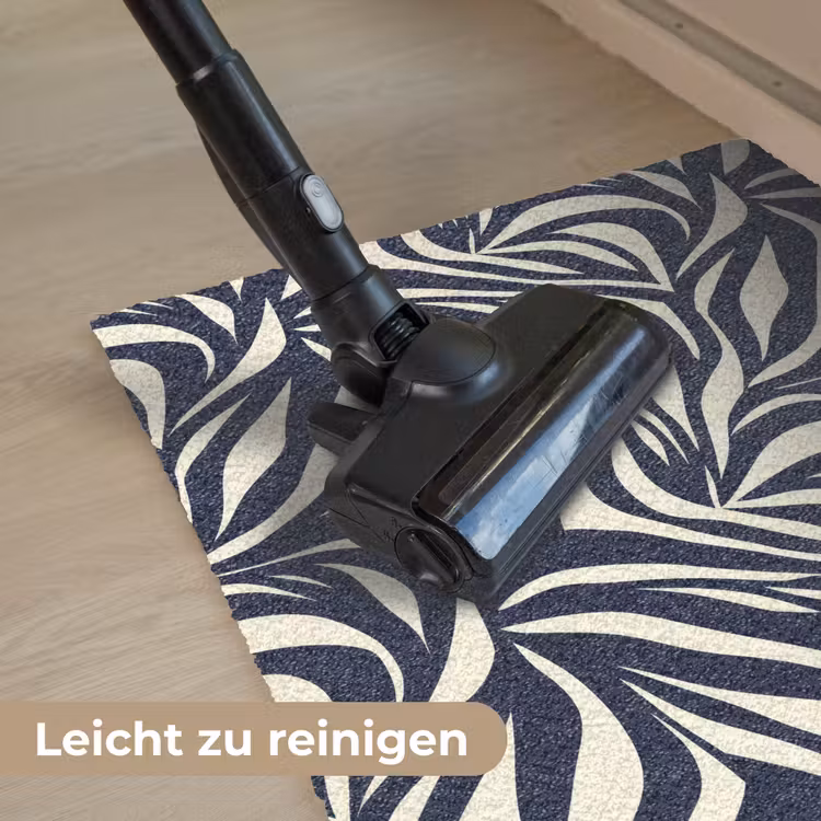 Bladvormen - Blauw - Patroon - Wit Deurmat klein 898 -reinigen_DE
