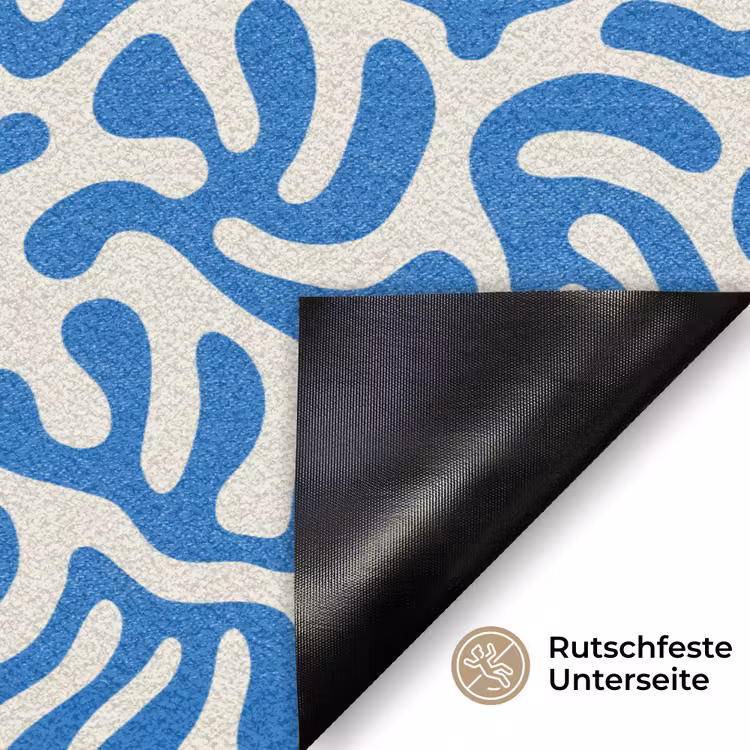 Blauw - Abstract - Bladeren - Patroon Deurmat klein 898 -antislip_DE