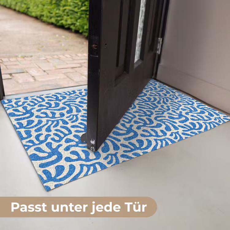 Blauw - Abstract - Bladeren - Patroon Deurmat klein 898 -USP_DE