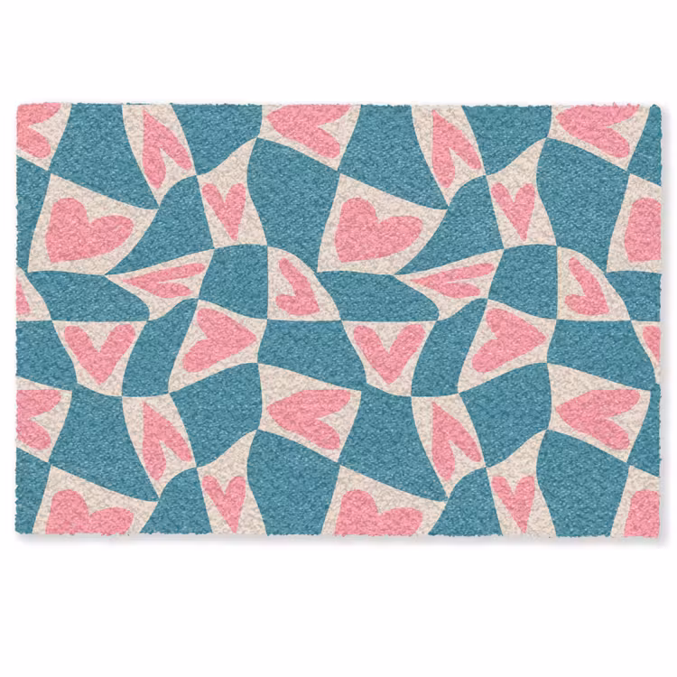 Blauw - Vlakken - Patroon - Hartjes Deurmat klein 898 -zkaufland3d
