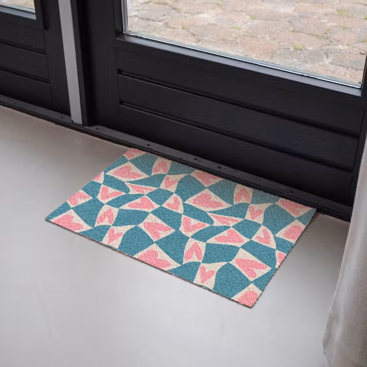 Blauw - Vlakken - Patroon - Hartjes Deurmat klein 898 -sfeer2