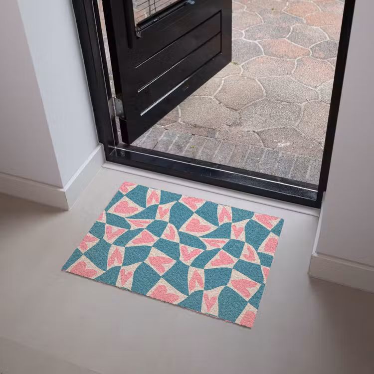 Blauw - Vlakken - Patroon - Hartjes Deurmat klein 898 -sfeer5