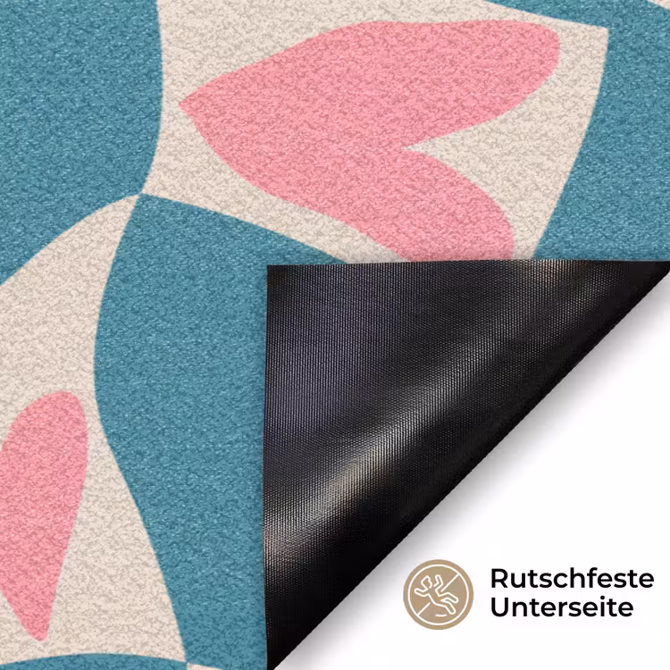 Blauw - Vlakken - Patroon - Hartjes Deurmat klein 898 -antislip_DE