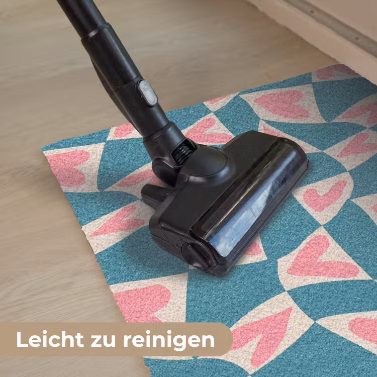 Blauw - Vlakken - Patroon - Hartjes Deurmat klein 898 -reinigen_DE