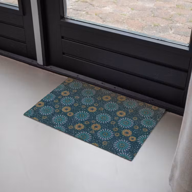 Blauw - Patroon - Retro Deurmat klein 898 -sfeer2