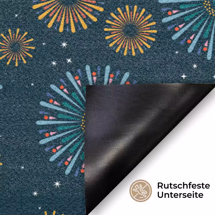 Blauw - Patroon - Retro Deurmat klein 898 -antislip_DE