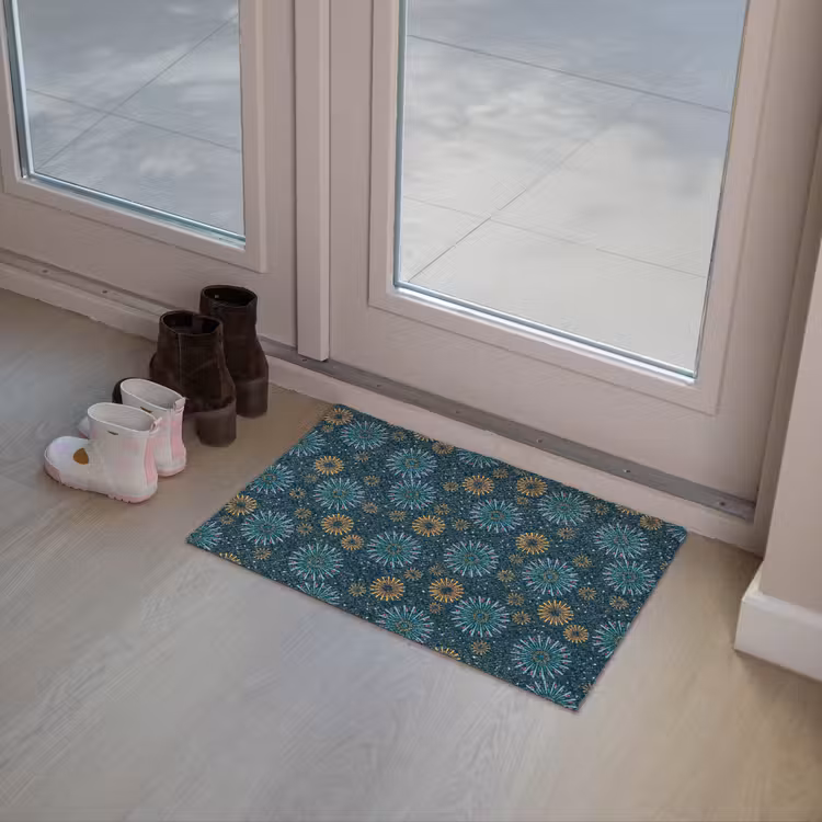 Blauw - Patroon - Retro Deurmat klein 898 -sfeer3