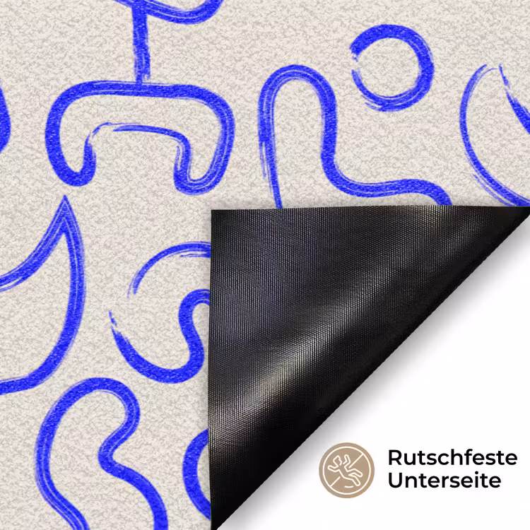 Blauw - Patroon - Abstract - Beige Deurmat klein 898 -antislip_DE