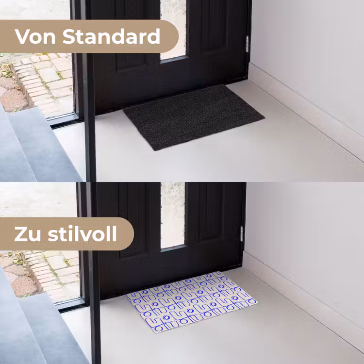 Blauw - Patroon - Beige - Abstract Deurmat klein 898 -voor-na_DE