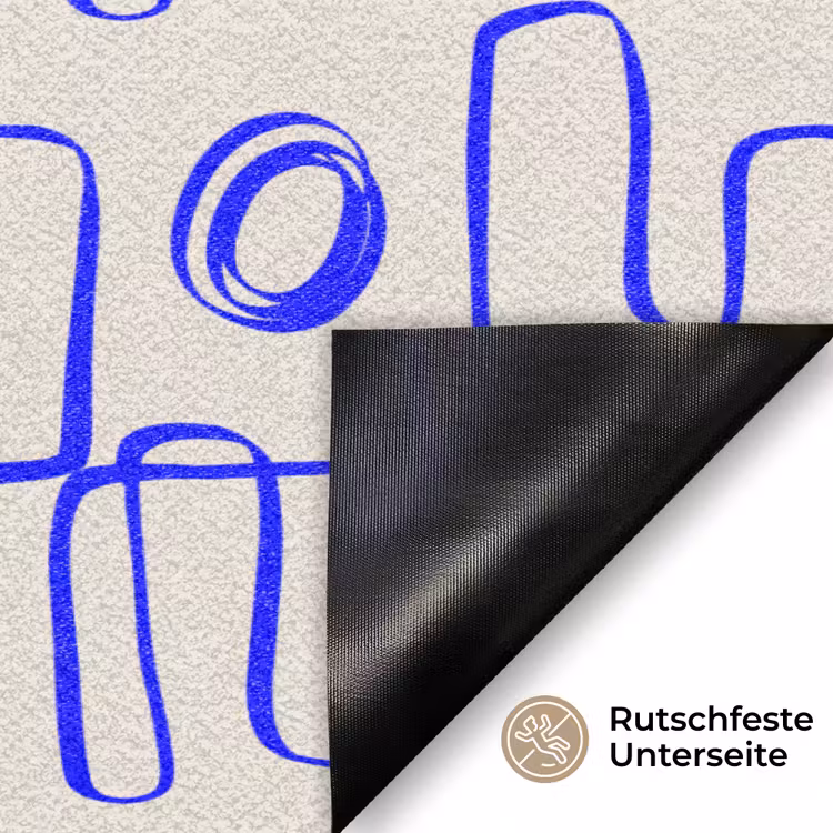 Blauw - Patroon - Beige - Abstract Deurmat klein 898 -antislip_DE