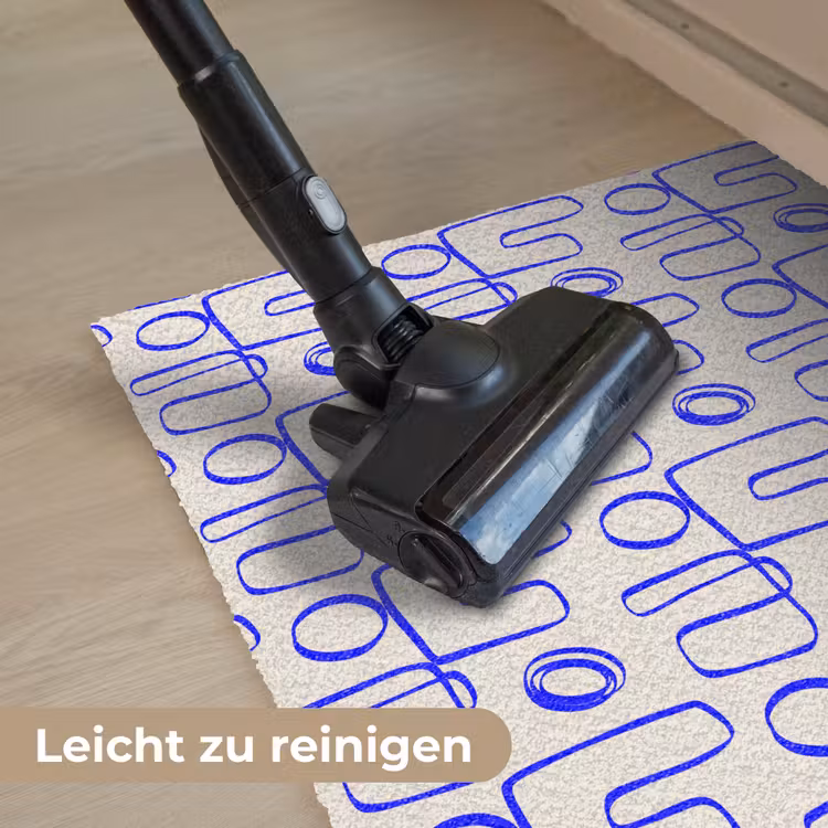 Blauw - Patroon - Beige - Abstract Deurmat klein 898 -reinigen_DE