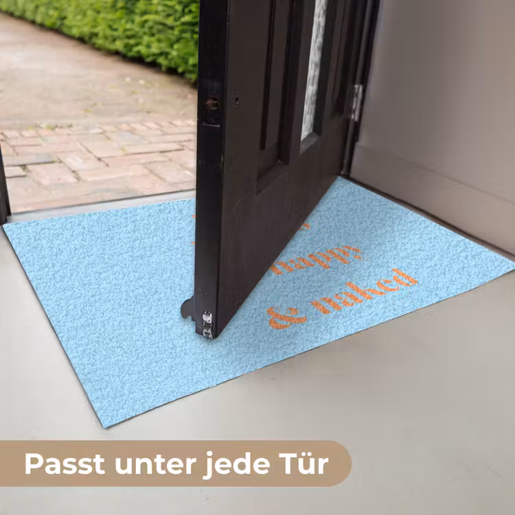 Blauw - Oranje - Just want to be happy & naked Deurmat klein -USP_DE