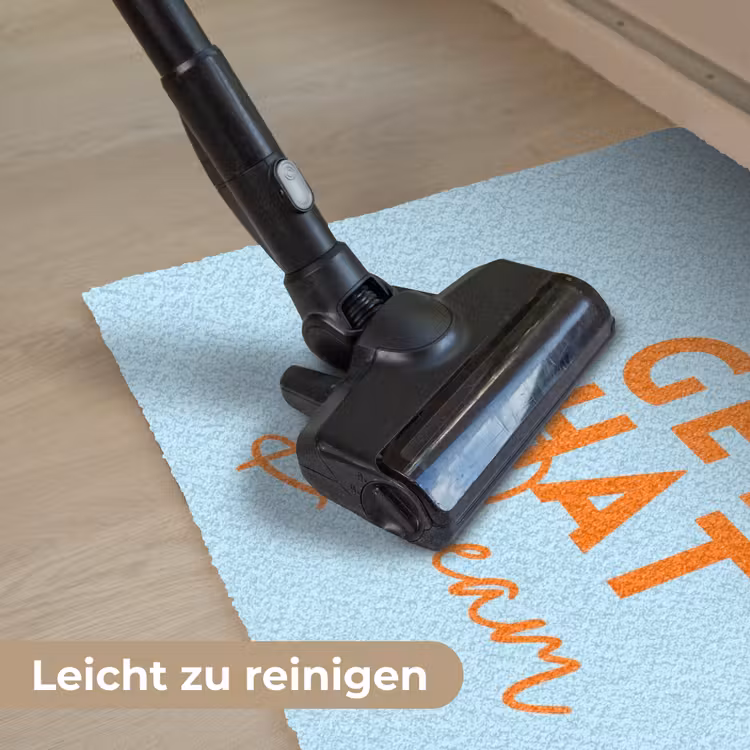 Blauw - Oranje - Tekst Deurmat klein -reinigen_DE