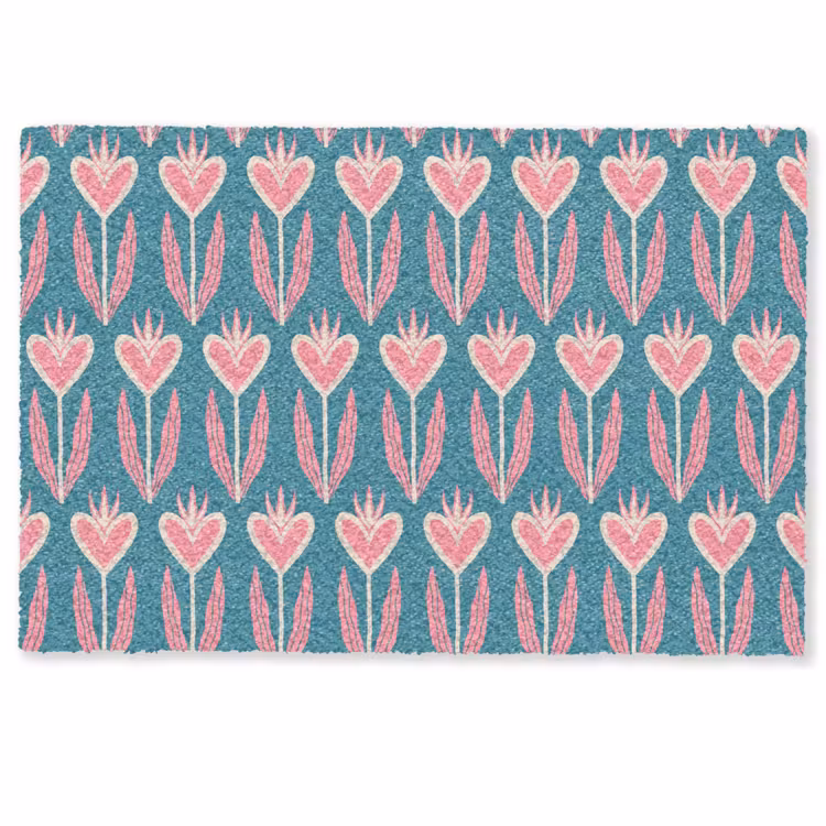 Blauw - Retro - Patroon - Hartjes Deurmat klein 898 -zkaufland3d