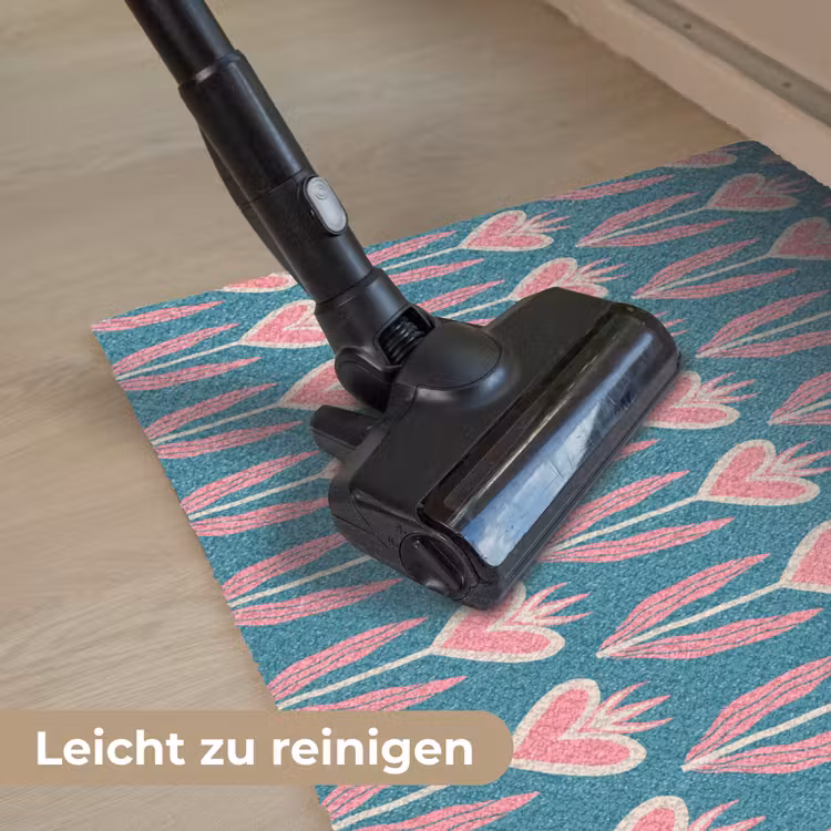 Blauw - Retro - Patroon - Hartjes Deurmat klein 898 -reinigen_DE