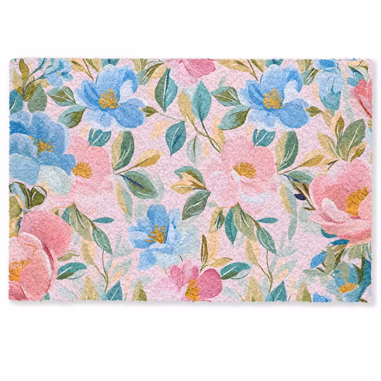 Blauw - Roze - Bloemen Deurmat klein -zkaufland3d
