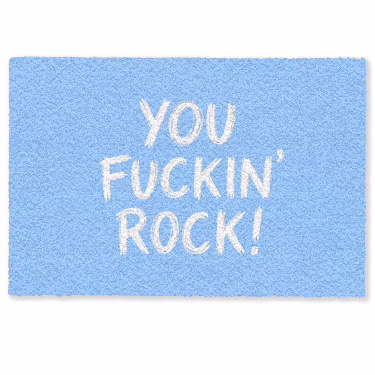 Blauw - Wit - You fuckin rock Deurmat klein -zkaufland3d