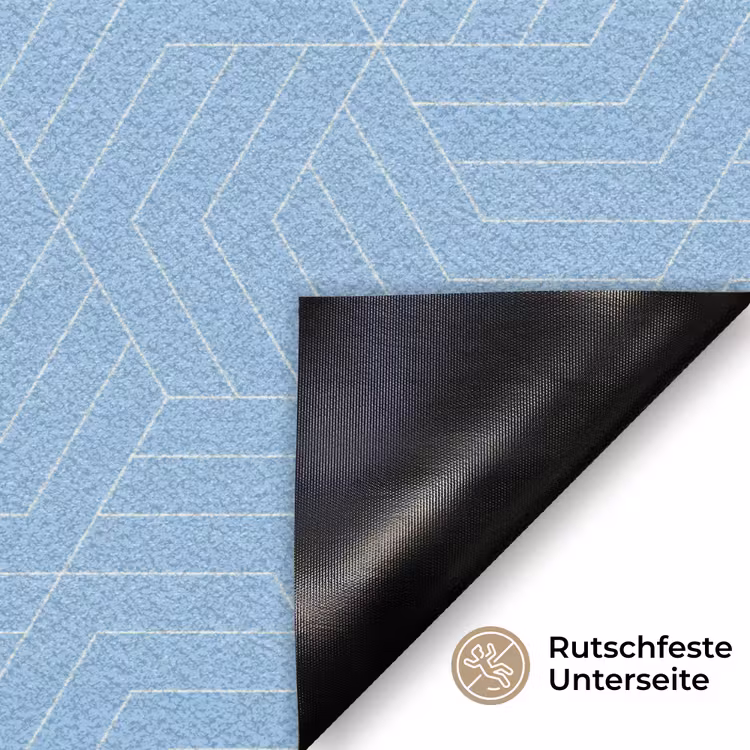 Blauw - Wit - Lijnen - Patroon Deurmat klein 898 -antislip_DE