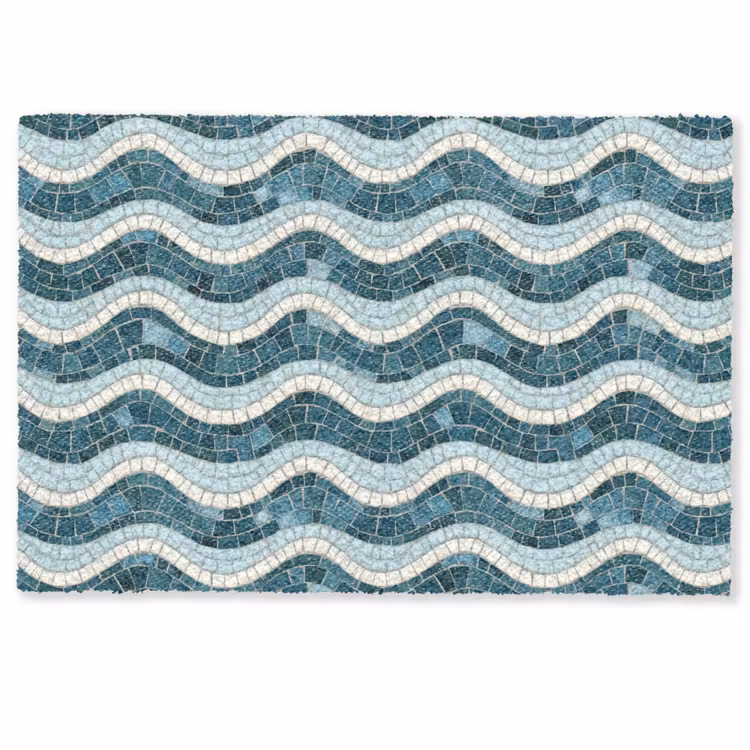 Blauw - Wit - Mozaïek - Golvend Deurmat klein 898 -zkaufland3d