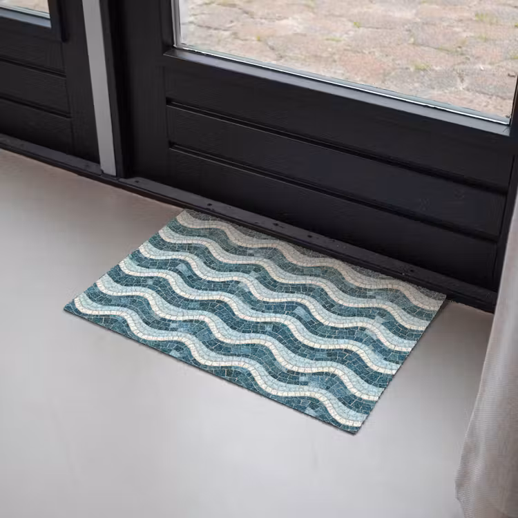 Blauw - Wit - Mozaïek - Golvend Deurmat klein 898 -sfeer2