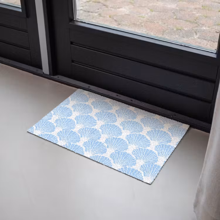 Blauw - Wit - Schelpen - Grafisch - Structuur Deurmat klein 898 -sfeer2