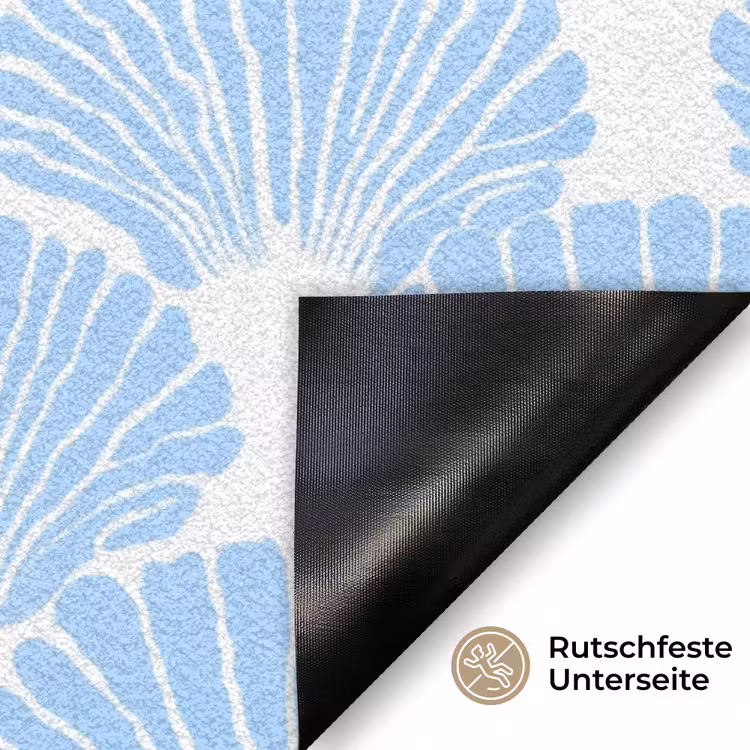 Blauw - Wit - Schelpen - Grafisch - Structuur Deurmat klein 898 -antislip_DE