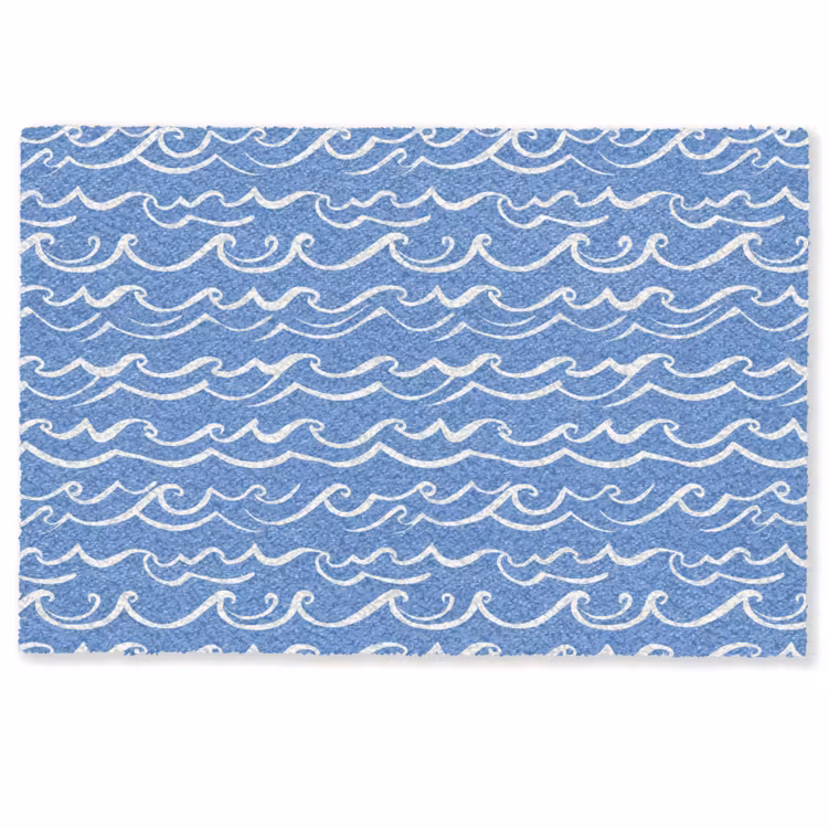 Blauw - Wit - Simpel - Getekend - Golven Deurmat klein 898 -zkaufland3d