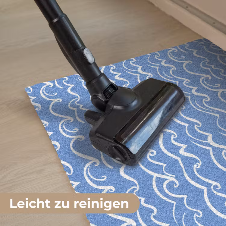 Blauw - Wit - Simpel - Getekend - Golven Deurmat klein 898 -reinigen_DE