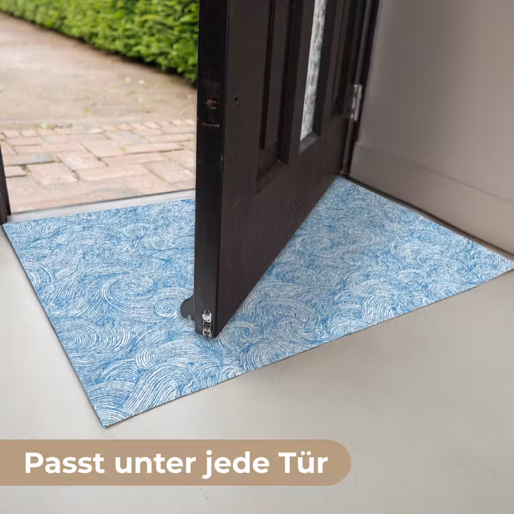 Blauw - Wit - Spiraal - Golven - Lijnen Deurmat klein 898 -USP_DE