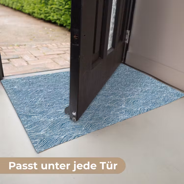 Blauw - Wit - Golven - Getekend - Textuur Deurmat klein 898 -USP_DE
