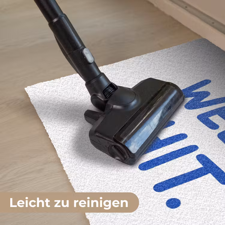 Blauw - Quote - Wit Deurmat klein -reinigen_DE