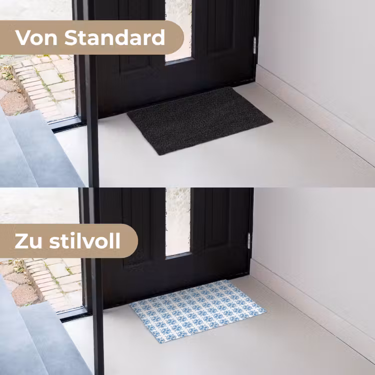 Blauw - Wit - Tegel - Patroon Deurmat klein 898 -voor-na_DE
