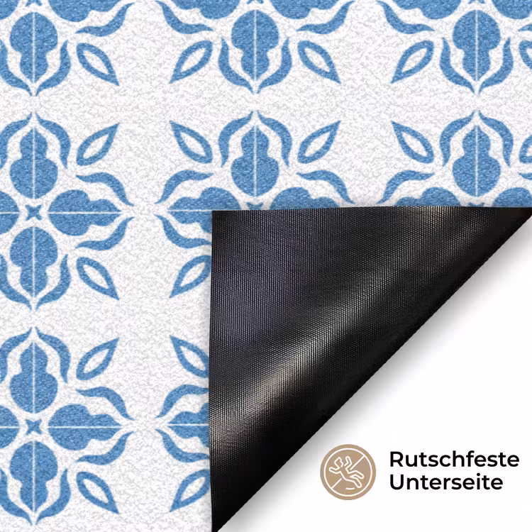 Blauw - Wit - Tegel - Patroon Deurmat klein 898 -antislip_DE